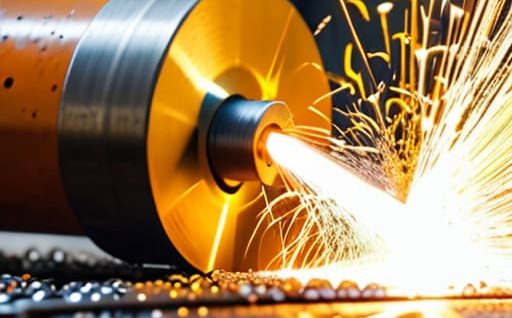 Worker using an angle grinder on metal.