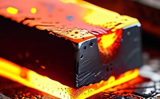 Worker performing the process of annealing metal.