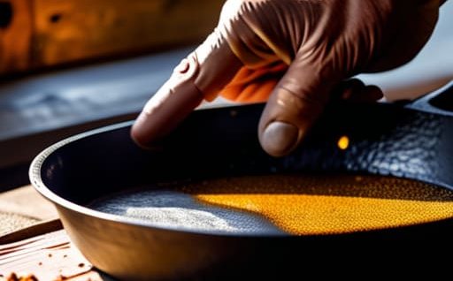 Vintage pan cast iron restoration process.