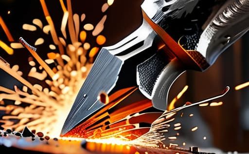 Hand using a cold chisel on metal.