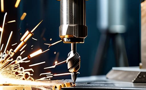 Operator using a drill press for metalwork.