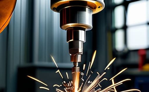 Safe drill press usage for metal drilling.