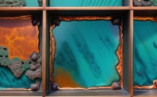 Examples of different metal patina types.