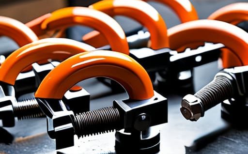 Various types of metal-working clamps.