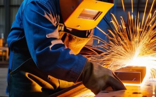 Steel fabrication basics in a workshop.