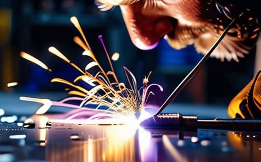 Student performing tig welding practice.