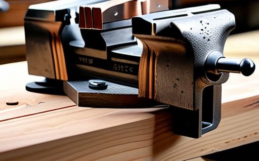 Securing an object using a metal vise.
