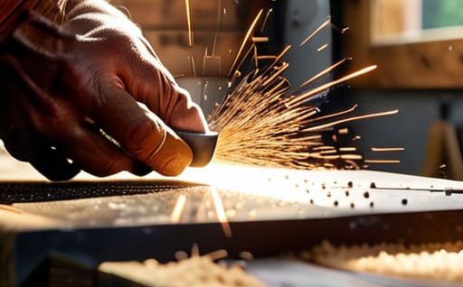 Worker polishing metal tools for performance.