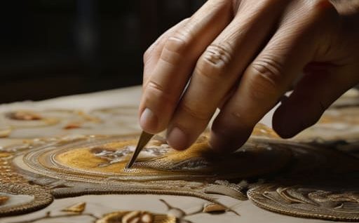 Cleaning and preserving historical textile artifacts.
