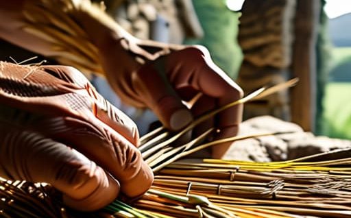 Rebuilding traditional thatched roofs on cottages.