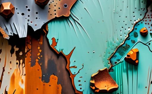 Corroded metal identification on old surfaces.